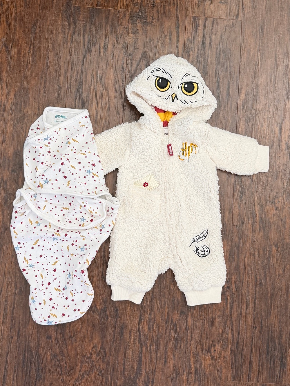 Harry Potter Baby Bundle: 0-3 mo. Aden & Anais Swaddle and Hedwig Zip Up